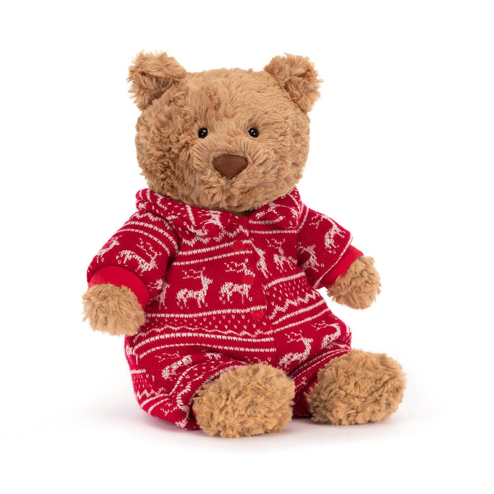 Jellycat Soft Toy Bartholomew Bear Winter Pyjamas