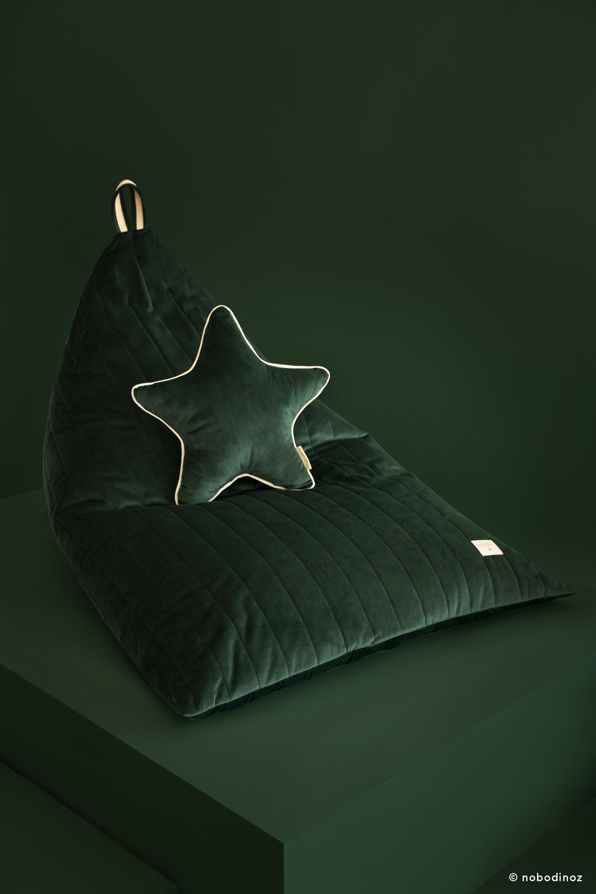Deer Industries Singapore, Nobodinoz Singapore, Kids Bean Bag Singapore, Kids Pouf Singapore, Bean Bag with removable cover, velvet green bean bag