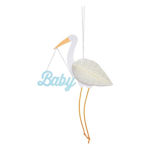 deerindustries meri meri blue baby stork honeycomb card. Great card for baby boy.