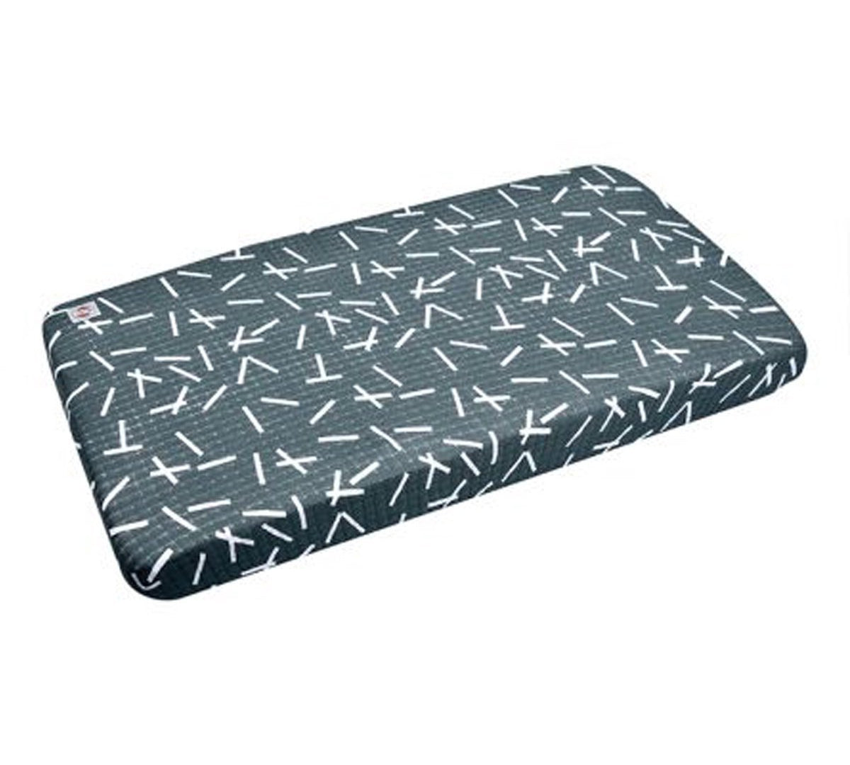 Deer Industries nursery bedding Lodger Slumber Carbon. Black and white monochrome Soft knitted cotton fitted sheet for cot or cot bed. Breathable, comfortable and absorbent baby bedding. 