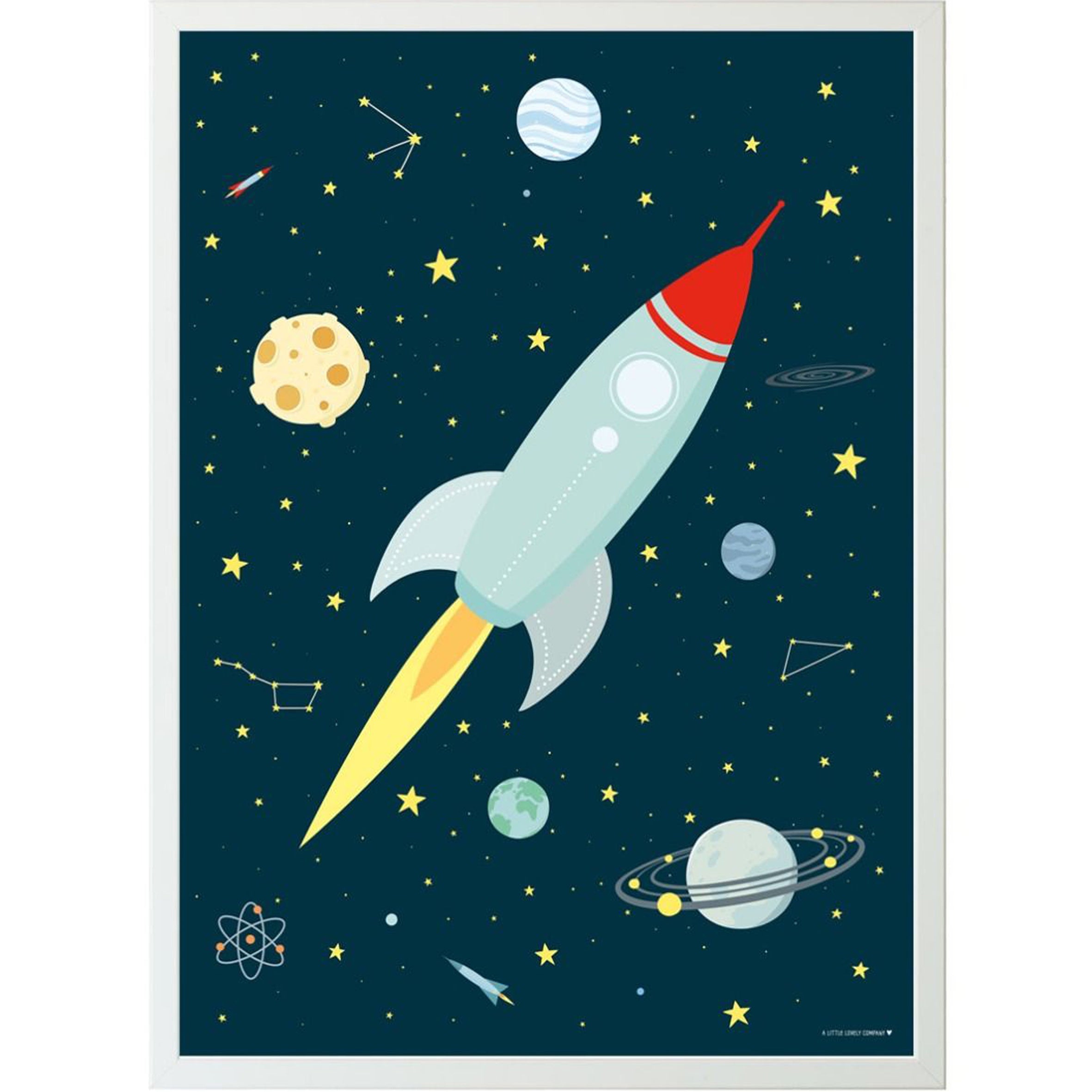 Deer Industries Poster Rocket A little lovely company. Space ship, moon and star, galaxy wall decor for nursery, play area or kids bedroom.