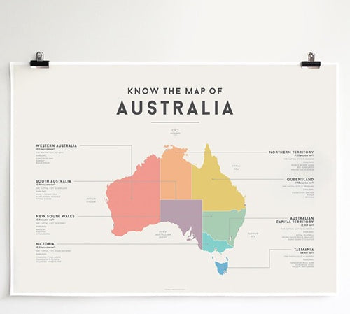 Deer Industries Kids Store Singapore, Educational Chart Australia Map, Educational Poster of Australia