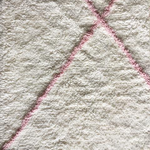 Deer Industries Deer Tufted cotton rug off-white with powder pink stripes. Super soft large rug to style nursery, kids bedroom or playroom.