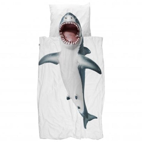 Deer Industries Kids Bedding Snurk Shark. Cool shark duvet cover single size and pillow case for girls room or any shark-lover.