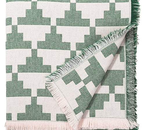 Deer Industries Home Decor Singapore, Throws & Blankets Singapore, Patterned Blanket, Patterned Throw in Green, Brita Sweden, Beach Blanket, 100% cotton blanket