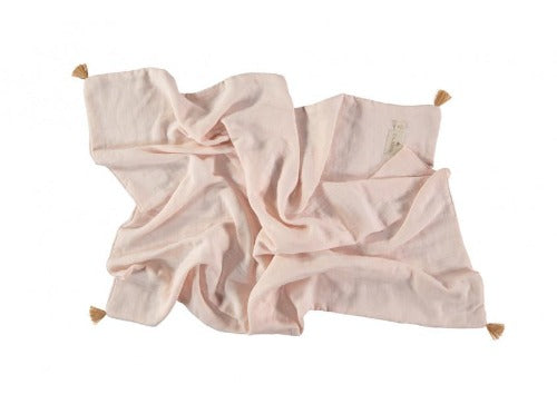 Deer Industries Nobodinoz Pink Baby Blanket made of organic cotton. Soft cotton baby bedding made in Europe.