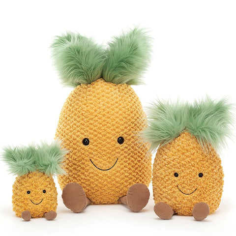 Deer Industries Jellycat Amuseable Pineapple. Soft toy pineapple, fun toy for kids. Fluffy fruit makes great nursery or kids room decor.