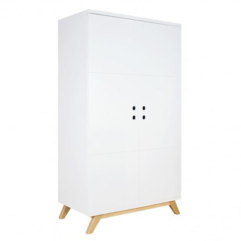 deer industries kids bedroom and nursery furniture. Dutch design by Bopita this Lynn 2-door wardrobe in white matte and natural wood. Scandinavian, contemporary design made in Europe. 