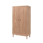 A 2-door wooden wardrobe with a natural oak finish. Matching furniture room set. Available in Singapore.
