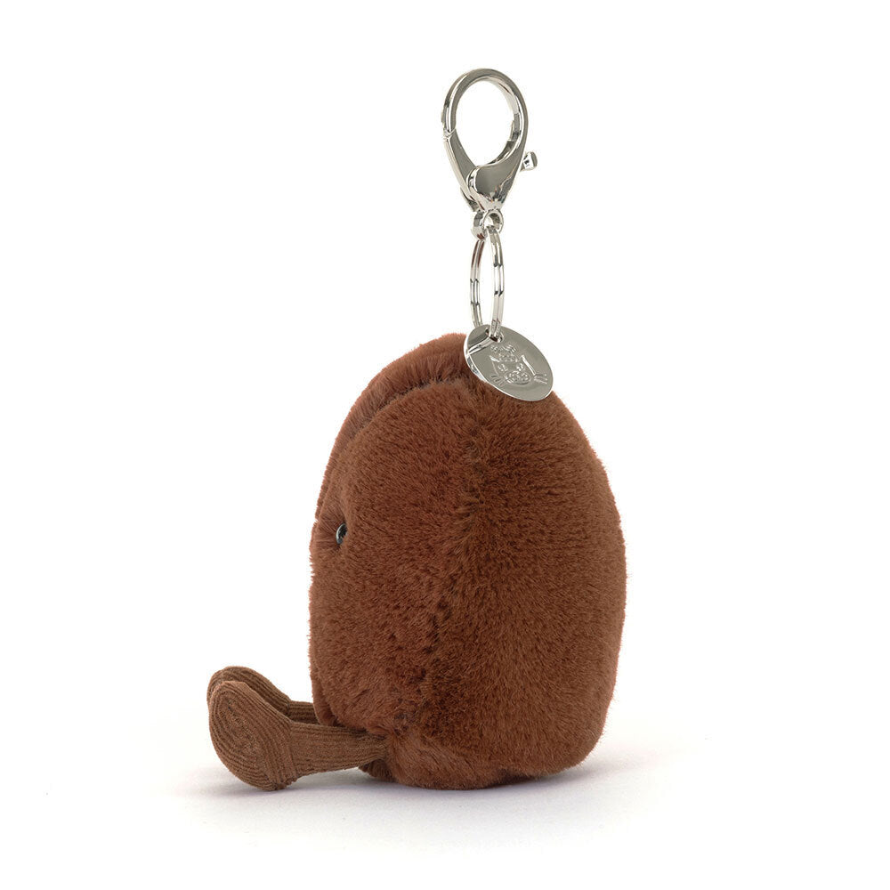 Plush keychain in the shape of a coffee bean with a face. Jellycat Singapore