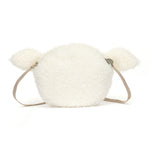 Plush lamb-shaped bag with a strap. Jellycat little lamb, available in Singapore