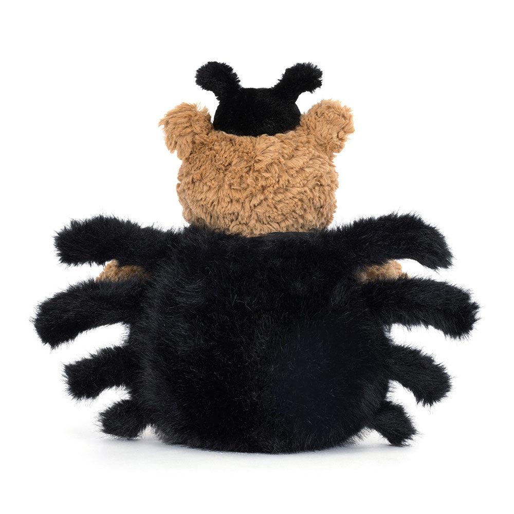 Plush toy bear in a black spider costume, jellycat singapore, jellycat halloween