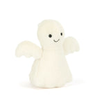 White plush ghost toy with a smiling face, jellycat halloween, jellycat singapore