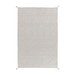 A rectangular, flatweave washable rug with a geometric pattern in a natural color. Kids Rugs Singapore