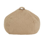 A round quilted beanbag chair in a beige color with a textured pattern, featuring a handle, kids bean bags and poufs Singapore