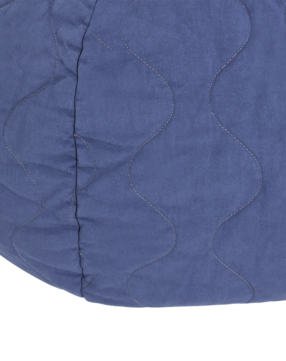 A round blue quilted beanbag made of cotton twill fabric, kids bean bags and poufs Singapore
