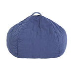 A round blue quilted beanbag made of cotton twill fabric, kids bean bags and poufs Singapore
