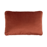 A double-sided rectangular cushion with one side in brown recycled velvet and the other in a brown grid pattern cotton, available in Singapore