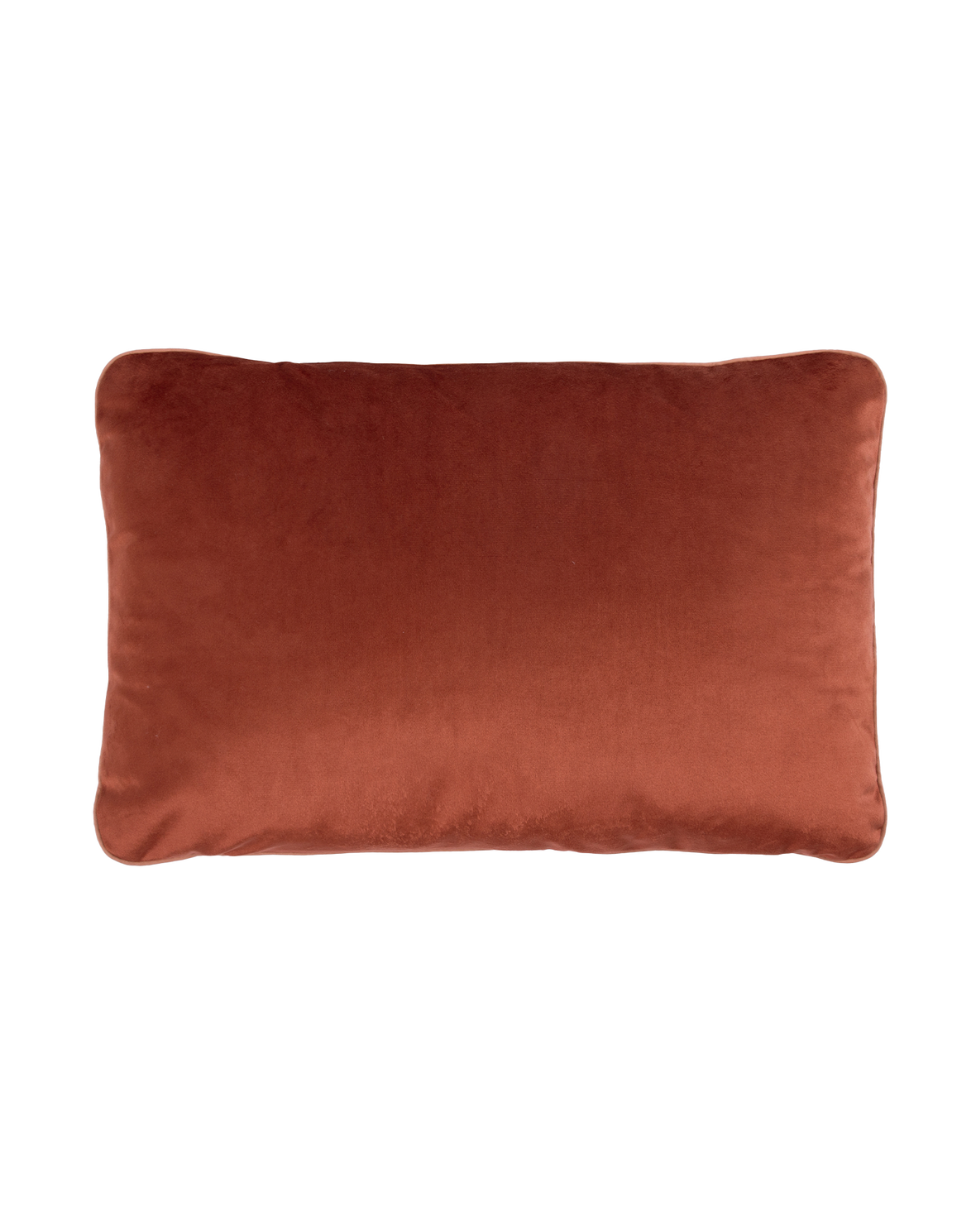 A double-sided rectangular cushion with one side in brown recycled velvet and the other in a brown grid pattern cotton, available in Singapore