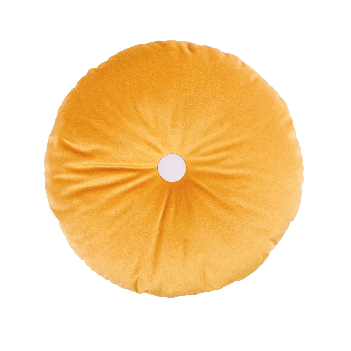 A round kids cushion with a yellow eco-velvet texture, available in Singapore
