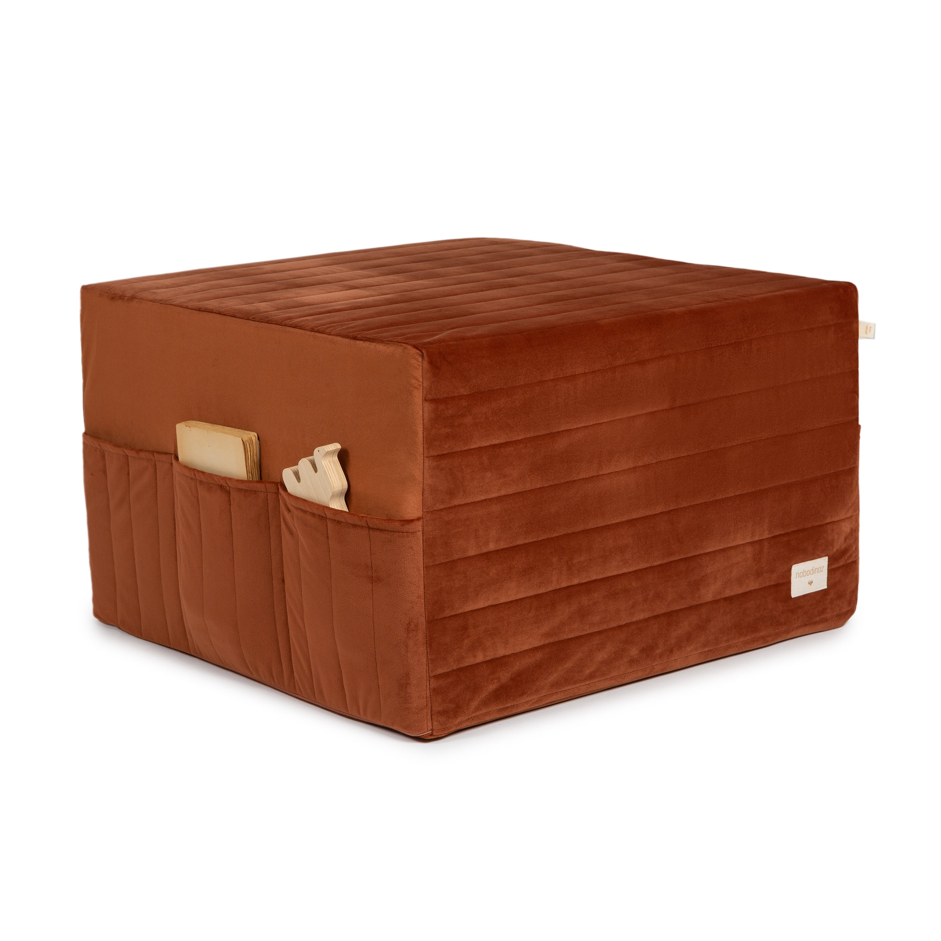 A Nobodinoz Eco-Velvet Sleepover Mattress Bean Bag in wild brown colour, kids bean bag and poufs Singapore