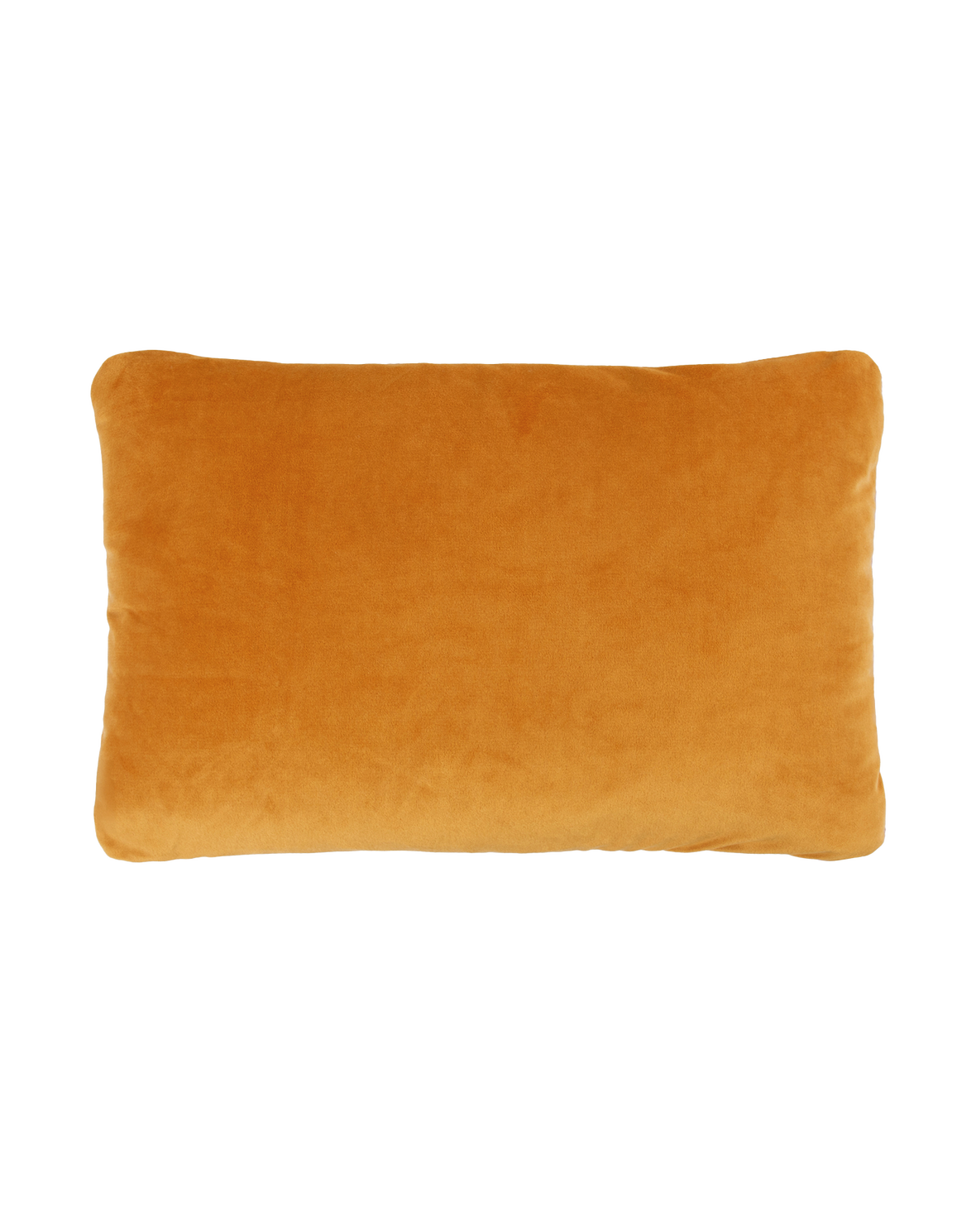 A double-sided rectangular cushion with one side in yellow recycled velvet and red grid print, available in Singapore