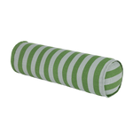 A cylindrical cushion with green and blue stripes, pop decor cushion, bold cushion, eclectic cushions, available in Singapore