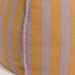 A round bean bag chair with lilac and yellow vertical stripes, featuring a handle for easy movement, bold home decor singapore, colourful home decor, kids bean bags and poufs singapore