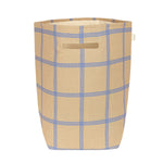 A large storage basket with a brown and blue windowpane pattern, nobodinoz kids storage basket, available in singapore