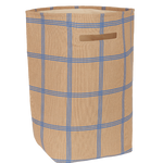 A large storage basket with a brown and blue windowpane pattern, nobodinoz kids storage basket, available in singapore