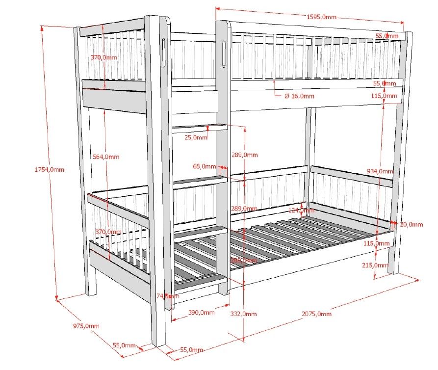 A two-story Forrest Oak Bunk Bed, convertible to 2 single beds, kids beds singapore, kids bunk bed singapore