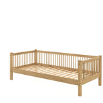 single house bed made from oak with a removable roof and railing on three sides, designed for children's rooms, available in Singapore. House Bed Canopy, kids house bed singapore, kids bed singapore