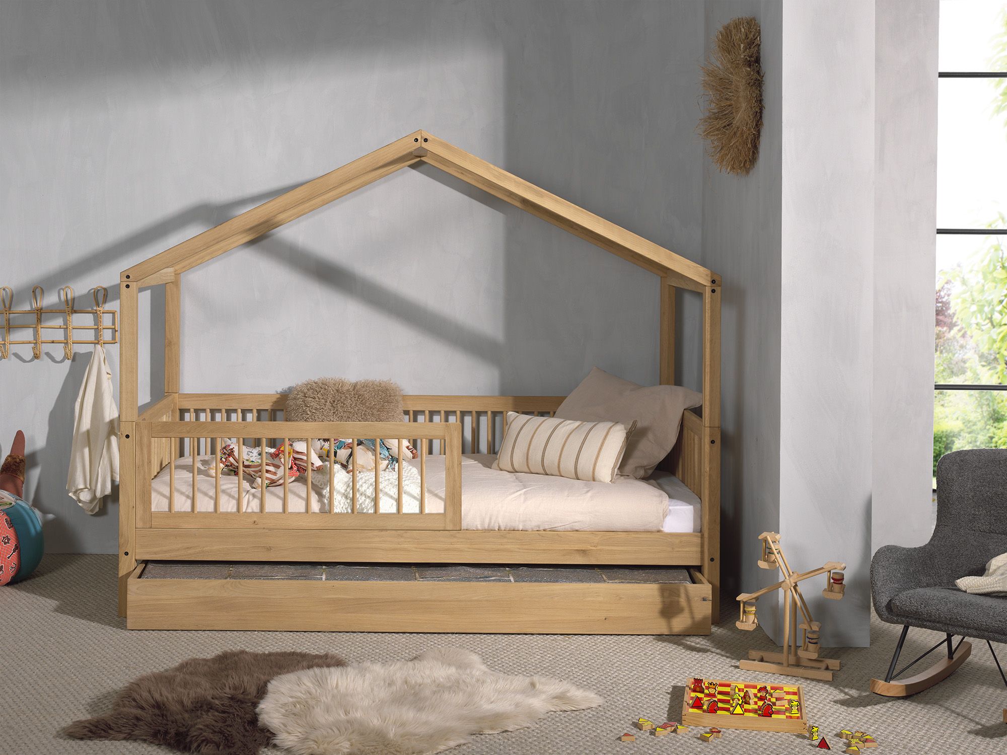 Oak drawer for trundle mattress or storage, available in Singapore, kids bed singapore
