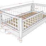 Dimensions of Vipack Forrest Toddler Bed, available in Singapore.