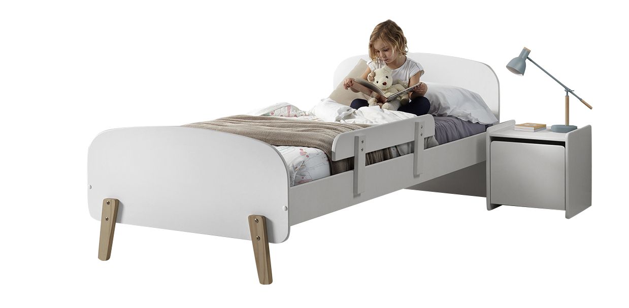 A white safety protection rail for the Vipack Kiddy Single Bed, kids beds singapore