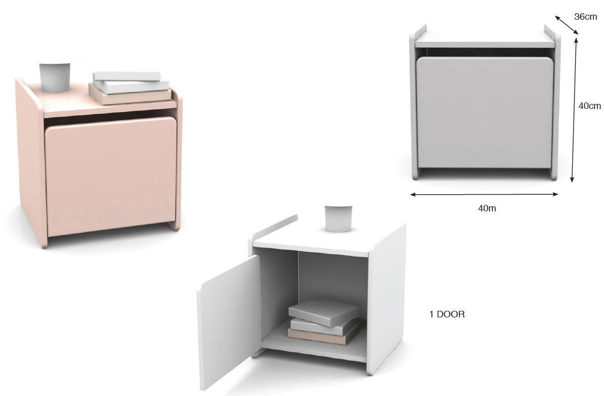A pink Vipack Kiddy Bedside Table, available in Singapore