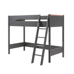 Anthracite gray loft bed with ladder. Comes with matching desk and wardrobe. Available in Singapore.
