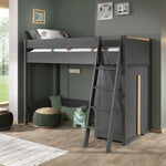 Anthracite gray loft bed with option of storage cabinet and desk underneath. Available in Singapore