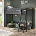 Anthracite gray loft bed with cozy area underneath. Available in Singapore.