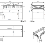 A white loft bed made of solid Scandinavian pine wood with a ladder on the side. Available in Singapore