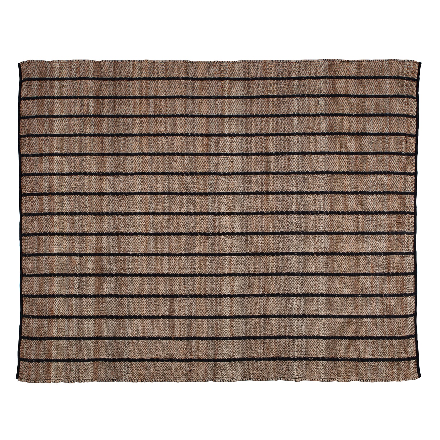 Woood Jute Rug Striped Natural Black Basil Deer Industries