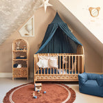 A navy blue beanbag chair designed for toddlers, with a solid pattern. kids bean bags and poufs singapore