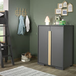 Gray cabinet for storage in kids room. Available in Singapore.