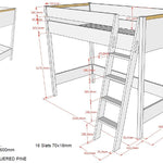 Dimensions of vipack london loft bed