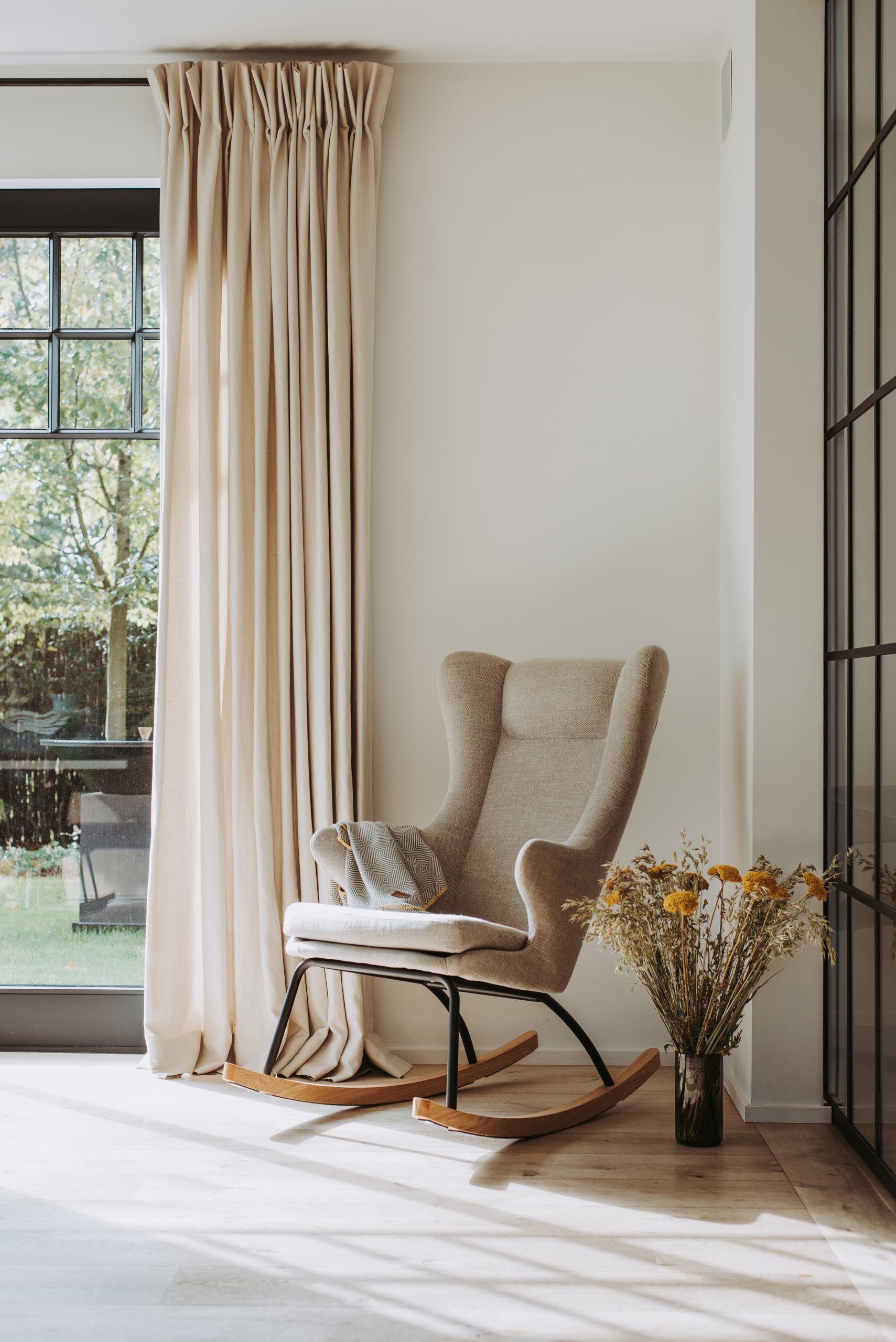 Quax De Luxe Rocking Chair in Clay, Grey Rocking Chair, Nursery Chair, Breastfeeding Chair