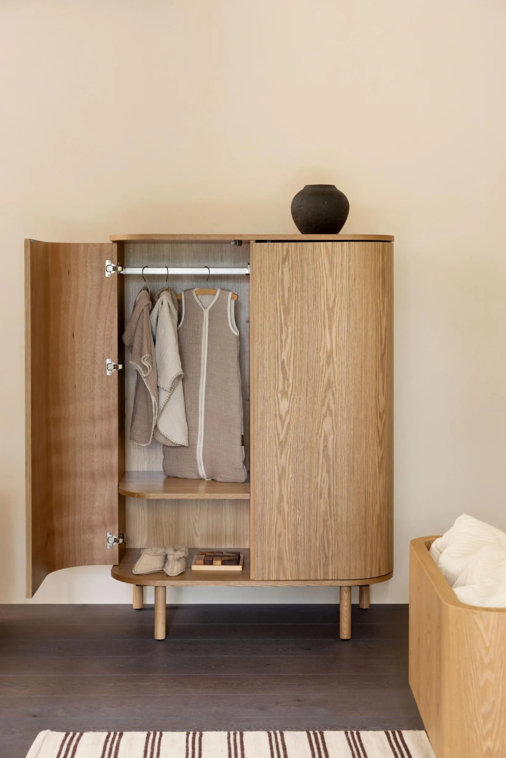 Quax Yume Wardrobe Natural Ash in oak wood for baby nurseries in Singapore