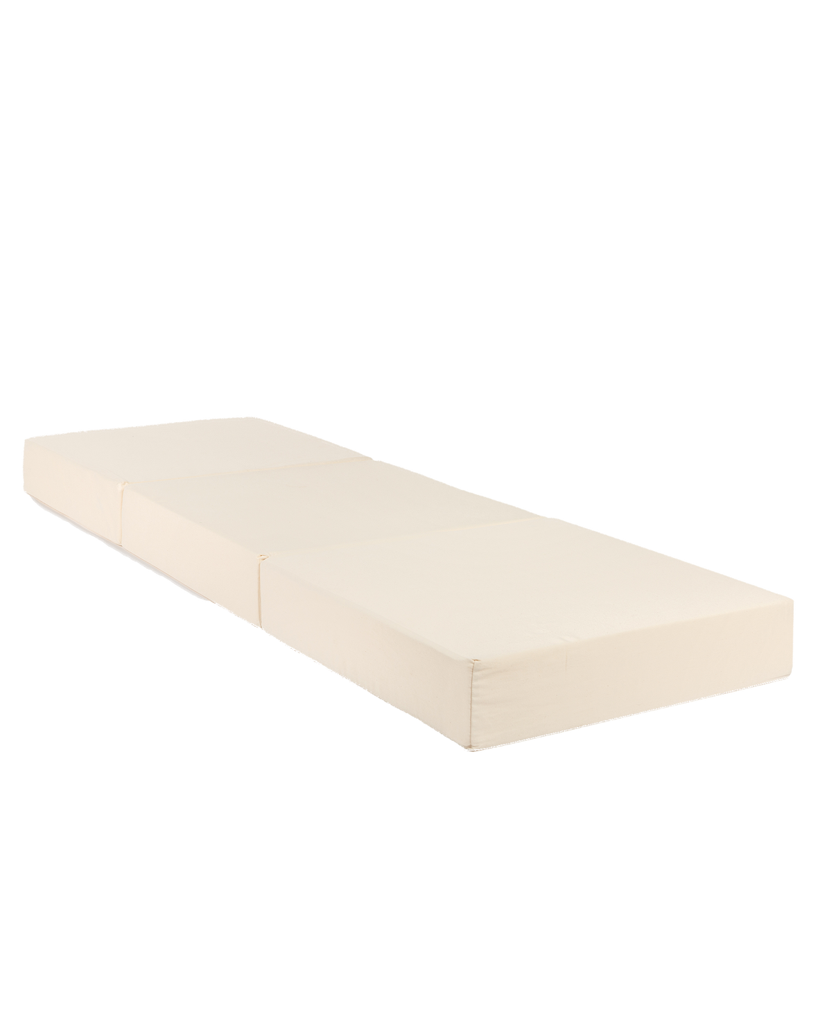 A sleepover mattress bean bag in olive green and a folded beige mattress, both made of eco-velvet. convertible mattress to pouf, kids bean bags and poufs Singapore