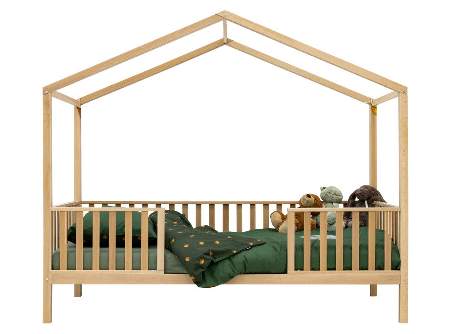 Deer Industries Kids Bed Singapore, Kids Furniture Singapore, Kids Single Bed, Kids House Bed Single, Natural House Bed, Kids Bed with protection sides