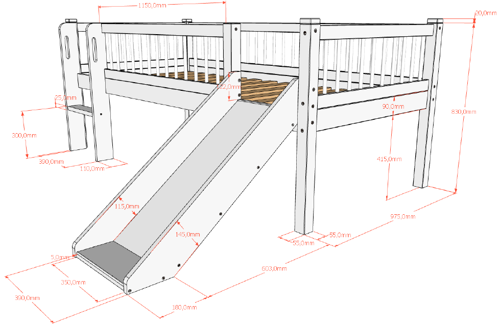 kids bed singapore vipack forrest semi loft bed white with slide