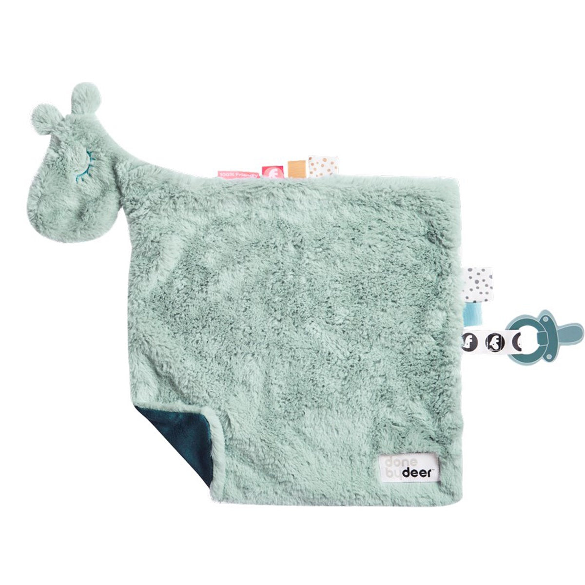 Deer Industries Done by Deer Comfort Blanket Raffi Blue. Baby soother plush giraffe, best gift for baby boy or girl. 